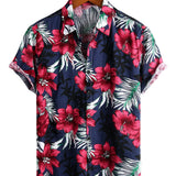 Short Sleeve Cotton Floral Shirt for Men