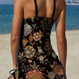 Faith - Floral Graphic Tankini with Shorts, Tummy Control Effect