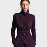 Teresa - Asymmetrical Knit Maxi Dress with Turtleneck