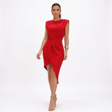 Maja - Asymmetrical Dress with Structured Shoulders