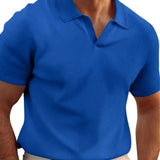 René - Striped Polo Shirt with V-Neck