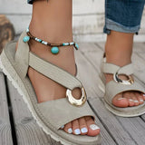 Stella - Flat Sandals With Metal Buckle