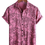 Men's Short Sleeve Hawaiian Shirt with Pink Flowers