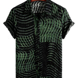 Short Sleeve Striped Cotton Shirt for Men