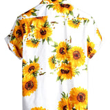Cotton Short Sleeve Shirt for Men with Sunflower Pocket