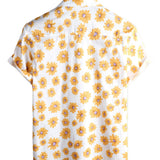 Men's Yellow Hawaiian Shirt with Short Sleeves