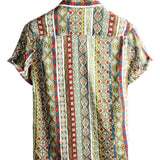 Retro Short Sleeve Cotton Boho Shirt for Men
