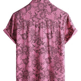 Men's Short Sleeve Hawaiian Shirt with Pink Flowers