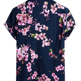 Short Sleeve Cotton Shirt with Floral Pattern for Men