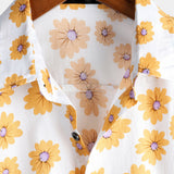 Men's Yellow Hawaiian Shirt with Short Sleeves