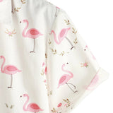 Men's Short Sleeve Cotton Shirt with Pink Flamingo Print