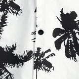 White Summer Short Sleeve Hawaiian Shirt with Tropical Pattern for Men