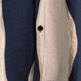 Men's Cotton Retro Striped Summer Shirt in Navy Blue with Short Sleeves and Buttons