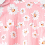 Men's Short Sleeve Cotton Hawaiian Shirt in Pink with Daisies
