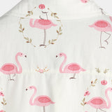 Men's Short Sleeve Cotton Shirt with Pink Flamingo Print