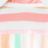 Men's Summer Cotton Shirt in Pink and White Vertical Stripes with Buttons and Pocket, Short Sleeve
