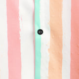 Men's Summer Cotton Shirt in Pink and White Vertical Stripes with Buttons and Pocket, Short Sleeve