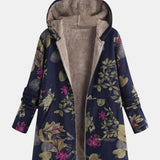 Aurora - Navy Coat with Floral Pattern