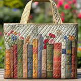 Quilted Library-Themed Shopping Bag