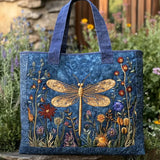 Tote Bag with Golden Dragonflies and Lining