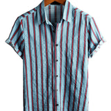 Men's Short Sleeve Cotton Shirt with Buttons