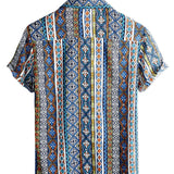 Retro Short Sleeve Cotton Boho Shirt for Men