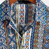 Retro Short Sleeve Cotton Boho Shirt for Men