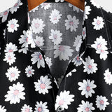Black Short Sleeve Cotton Hawaii Shirt for Men