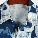 Hawaiian Short Sleeve Shirt with Skull Pattern for Men