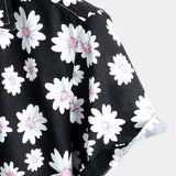 Black Short Sleeve Cotton Hawaii Shirt for Men