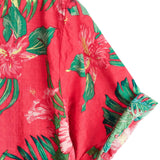 Cotton Short Sleeve Hawaiian Shirt with Red Flowers for Men