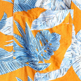 Short Sleeve Cotton Shirt with Tropical Leaf Pattern for Men