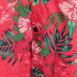 Cotton Short Sleeve Hawaiian Shirt with Red Flowers for Men