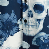 Hawaiian Short Sleeve Shirt with Skull Pattern for Men