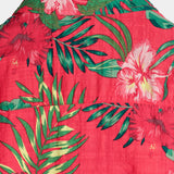Cotton Short Sleeve Hawaiian Shirt with Red Flowers for Men