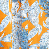 Short Sleeve Cotton Shirt with Tropical Leaf Pattern for Men