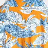 Short Sleeve Cotton Shirt with Tropical Leaf Pattern for Men