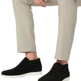 Men's Suede Loafers – Slip-On Chukka Style, Flat Sole – Black