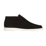 Men's Suede Loafers – Slip-On Chukka Style, Flat Sole – Black