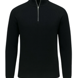Men's Sweater with Half-Zip and Stand-Up Collar – Black