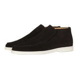 Men's Suede Loafers – Slip-On Chukka Style, Flat Sole – Black