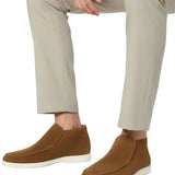 Men's Leather Loafers – Slip-On Chukka Style, Flat Heel – Brown