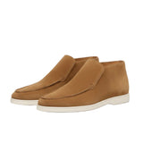 Men's Leather Loafers – Slip-On Chukka Style, Flat Heel – Brown