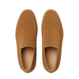 Men's Leather Loafers – Slip-On Chukka Style, Flat Heel – Brown