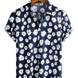 Men's Yellow Hawaiian Shirt with Short Sleeves