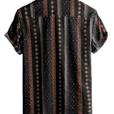 70s Style Short Sleeve Cotton Western Shirt with Black Belt for Men