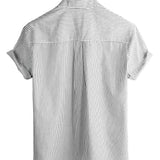 Short Sleeve Cotton Shirt with High Collar for Men