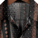 70s Style Short Sleeve Cotton Western Shirt with Black Belt for Men