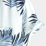 Summer Cotton Short Sleeve Shirt with Buttons and Pocket for Men, Casual, Hawaiian