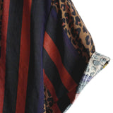 Men's Lion Patch Patterned Short Sleeve Shirt in Vertical Stripes for Summer Holidays